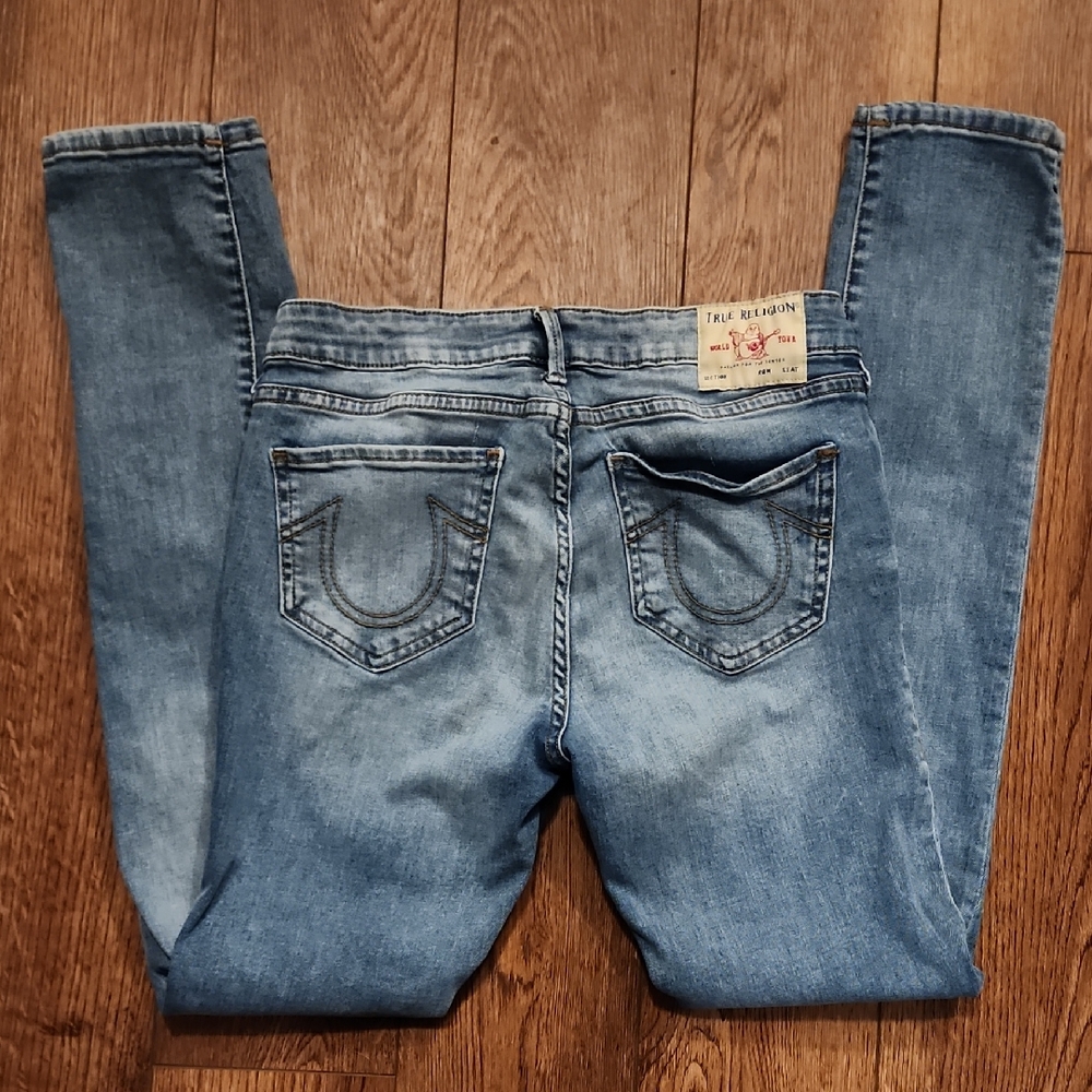 True Religion Womens Medium Wash Mid Rise Skinny Jeans